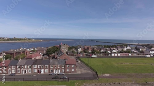 River Tyne With Typical Houses In Coastal Town Of South Shields From Arbeia In Tyne And Wear, England, United Kingdom. - aerial photo