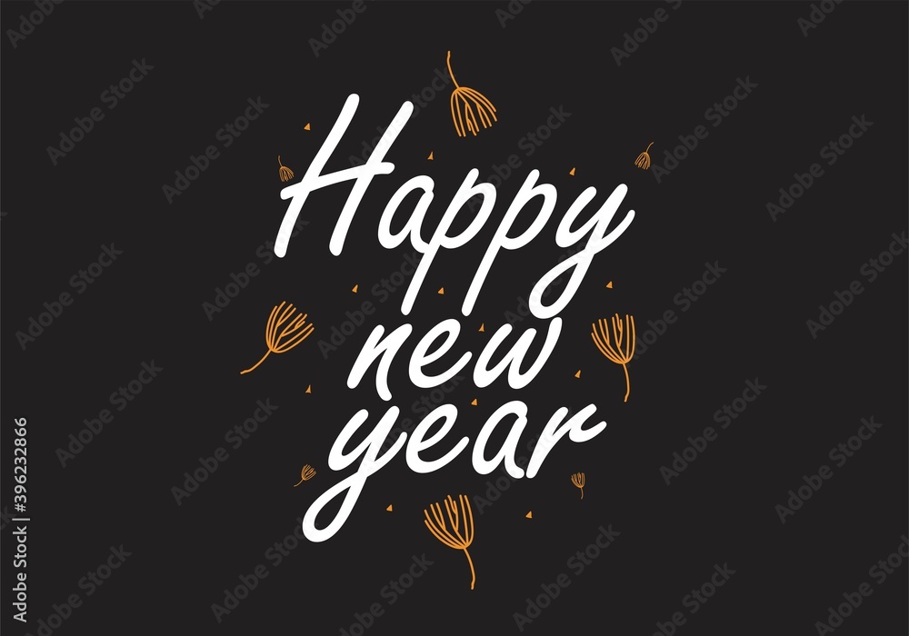 Happy New Year 2021. Greeting card with the words Happy New Year. Holiday backgrounds, banners, posters. Vector Illustration
