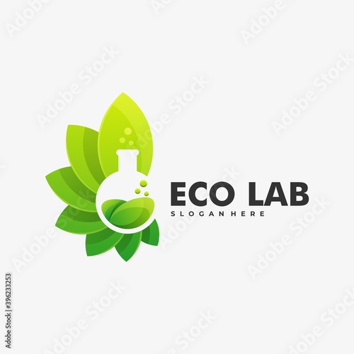 Vector Logo Illustration Eco Lab Gradient Colorful Style.