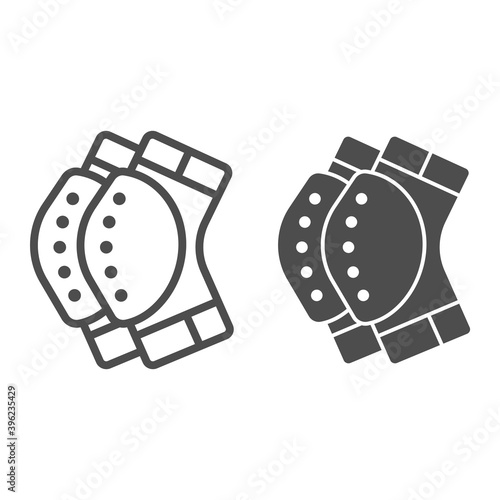 Protective knee pads line and solid icon, World snowboard day concept, Skateboarding protective gear sign on white background, Knee pads icon in outline style for mobile and web. Vector graphics.