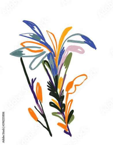 Canvastavla Abstract Flower painting with Raoul dufy and Fauvism style