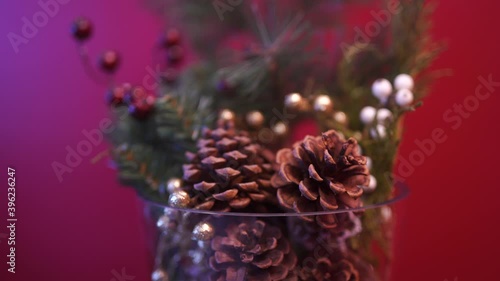 Christmas decorations in vase during Christmas time photo