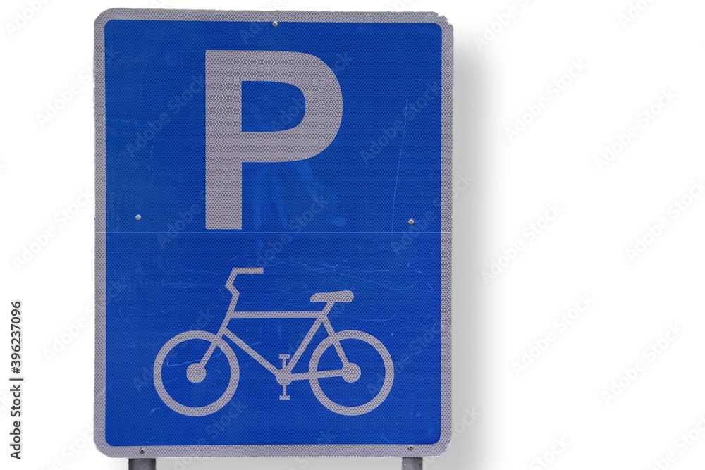 Bicycle parking sign on white background. Bicycle parking sign on white background.