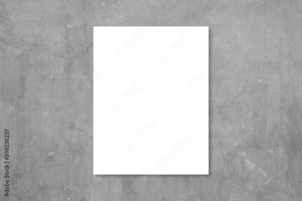 White paper Mockup displayed on concrete wall, banner for Promotion marketing, background for aesthetic creative design White paper Mockup displayed on concrete wall, banner for Promotion marketing, background for aesthetic creative design