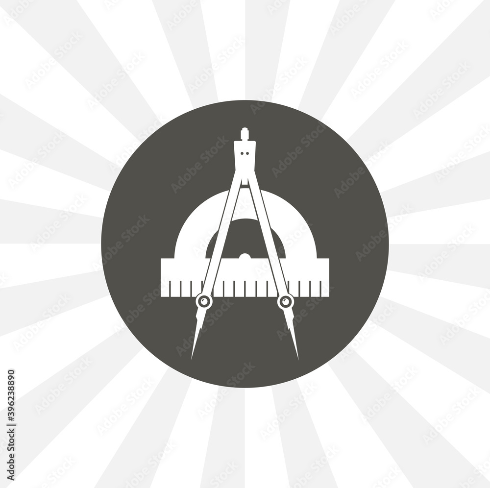 Compass with protractor isolated vector icon. education design element Compass with protractor isolated vector icon. education design element