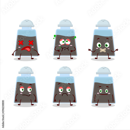 Black pepper shake cartoon character with nope expression