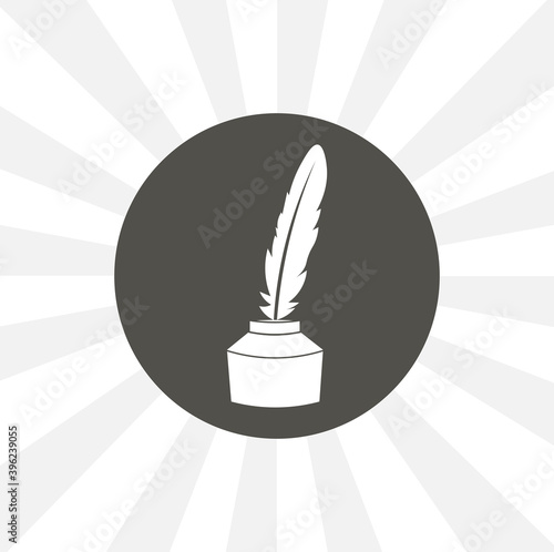 feather ink isolated vector icon. pen and inkwell icon. education design element