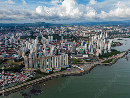 Beautiful aerial view of the Panama City Buildings Parks and marina  © Gian