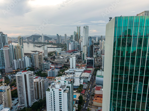 Beautiful aerial view of the Panama City Buildings Parks and marina 