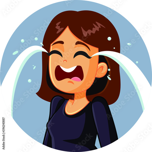 Sad Woman Crying Vector Illustration