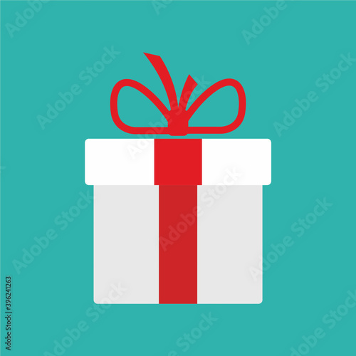 Gift box with satin ribbon for the holiday: New Year, Christmas, birthday. Vector illustration, flat 2d drawing. Gift icon, packaging.