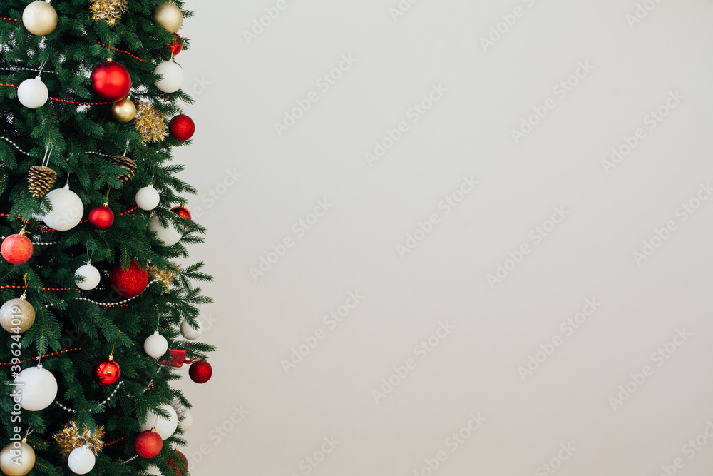 Christmas tree with gifts decor interior new year vacation Christmas tree with gifts decor interior new year vacation