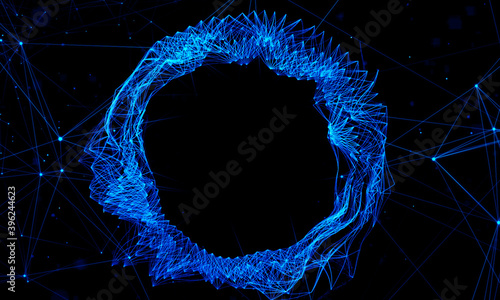 Abstract circle wavy lines background.