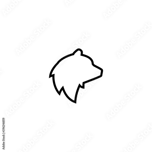 Black line silhouette of bear head. vector flat icon isolated on white background.