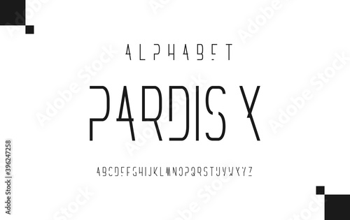 Digital alphabet fonts. Typography for a technology theme, poster, banner. Vector element or template