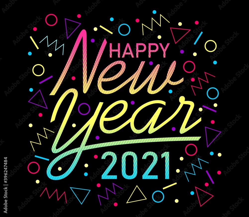 Happy New Year 2021 graphic typography