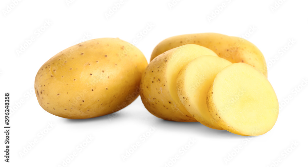 Raw potatoes on white background Raw potatoes on white background