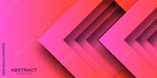 Pink banner templates with paper cut square shapes. Trendy modern abstract design.