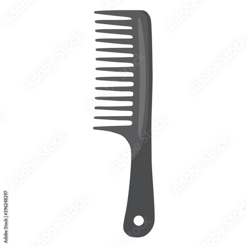 Comb. A dark grey plastic comb for untangling and combing tangled wet and dry hair.Vector illustration isolated on a white background for design and web.