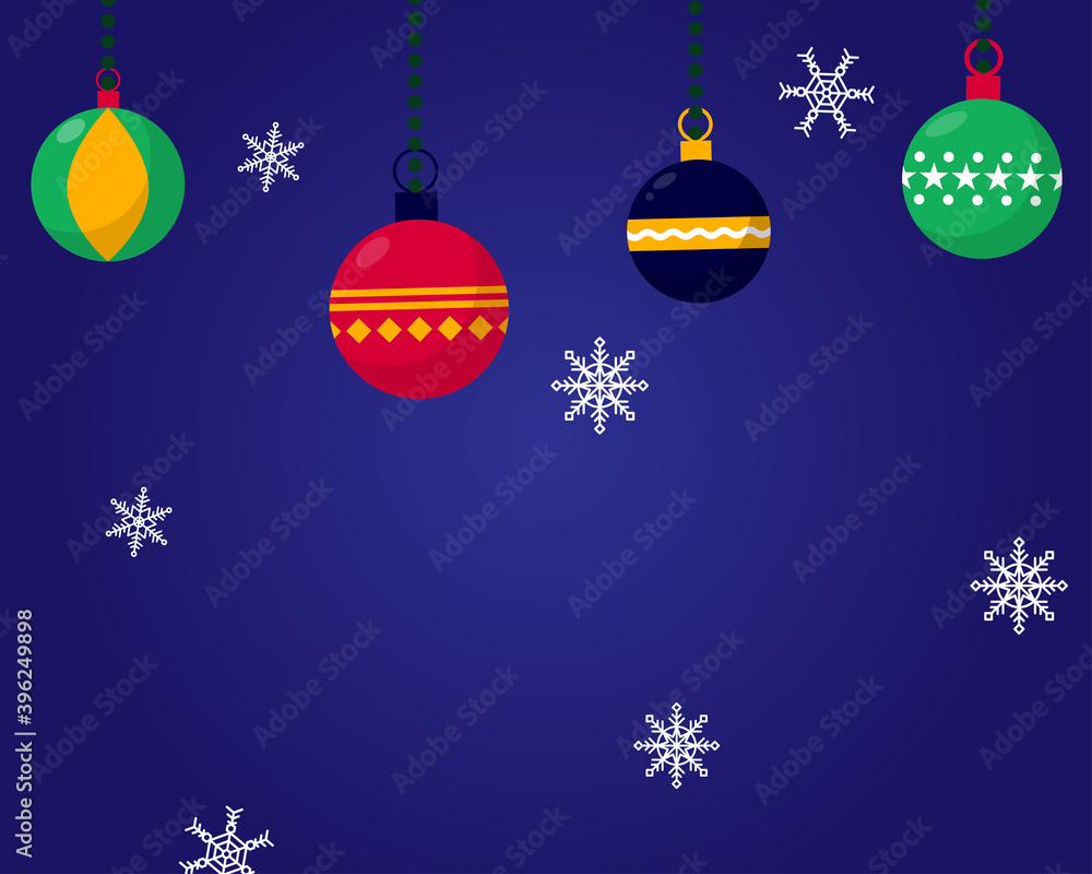 Merry Christmas concept: There are many balls and snowflakes for your design. 