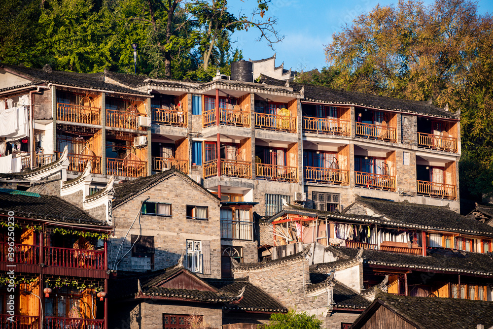 The Old Town of Phoenix (Fenghuang Ancient Town). The popular tourist attraction which is located in Fenghuang County. HuNan, China, 