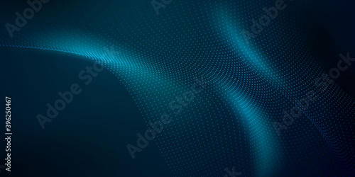 Abstract blue pattern and background poster with dynamic triangle. technology Particle Mist network Cyber security Vector illustration.
