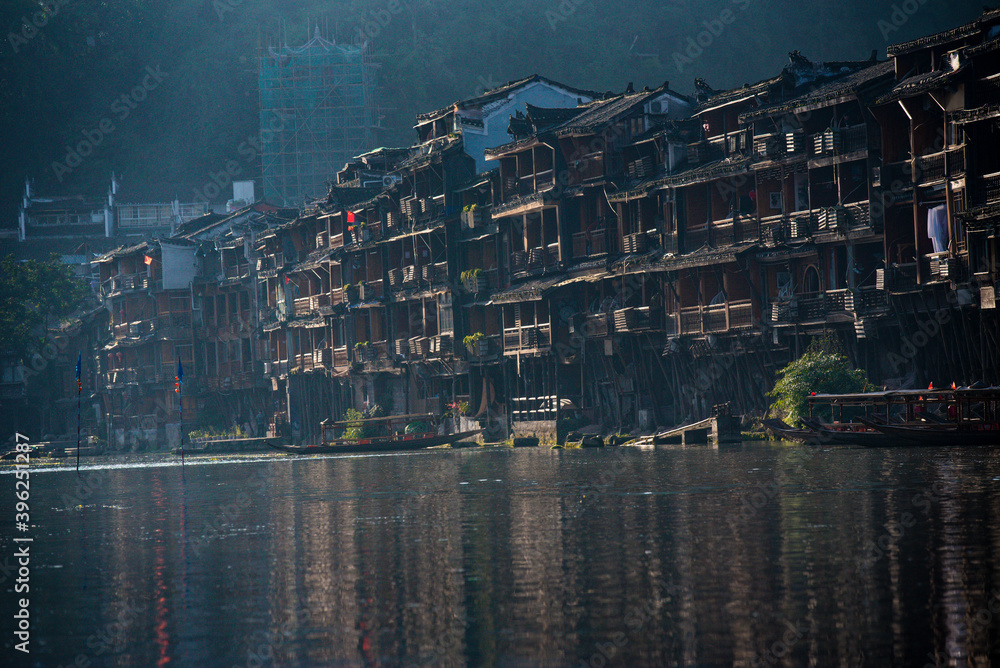Obraz premium The Old Town of Phoenix (Fenghuang Ancient Town). The popular tourist attraction which is located in Fenghuang County. HuNan, China,