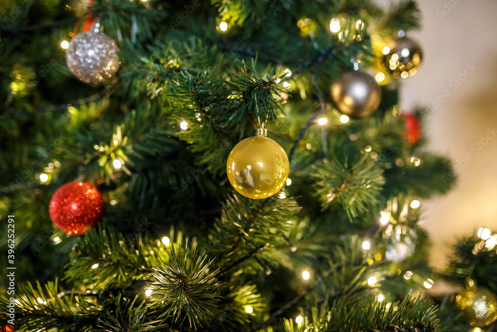 New Year's toys and fir branches New Year's toys and fir branches