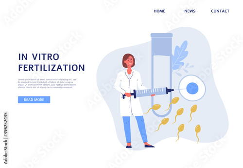 Step in vitro fertilization in laboratory - vector design for website