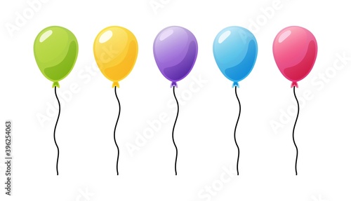 Balloons in cartoon flat style isolated set on white background - stock vector.