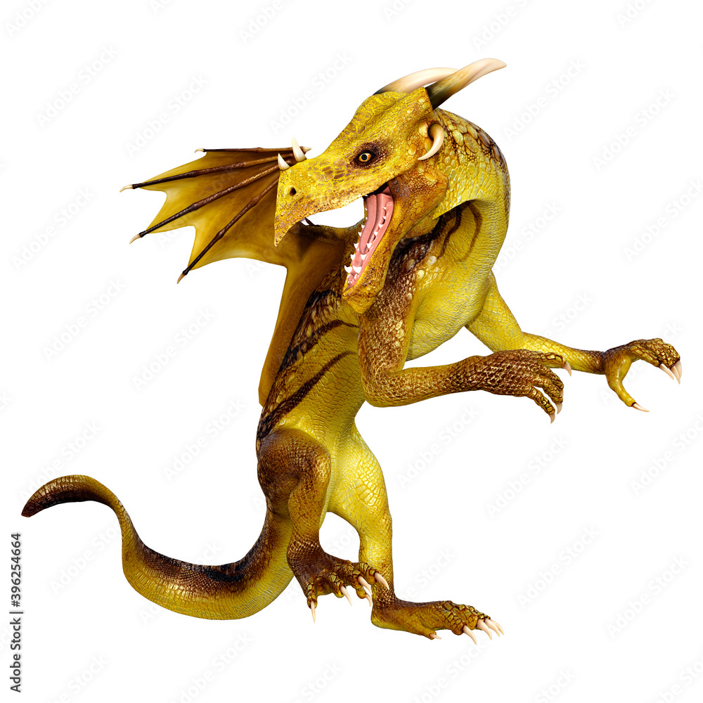 Fototapeta premium 3D Rendering Fairy Tale Dragon on White