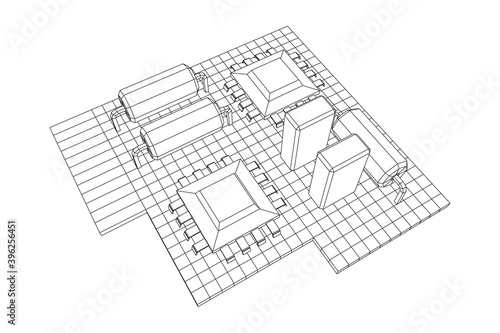 Circuit board. Electronic computer components motherboard.