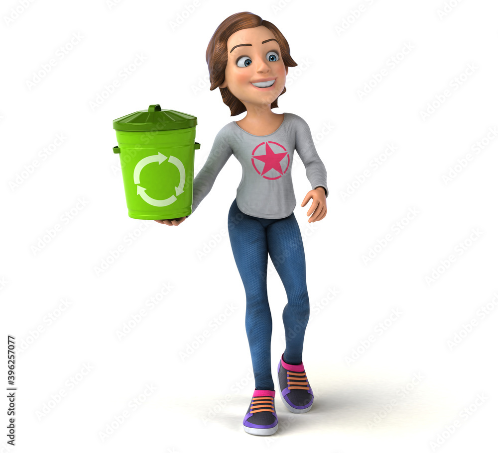 Fun 3D illustration of a cartoon teenage girl Fun 3D illustration of a cartoon teenage girl