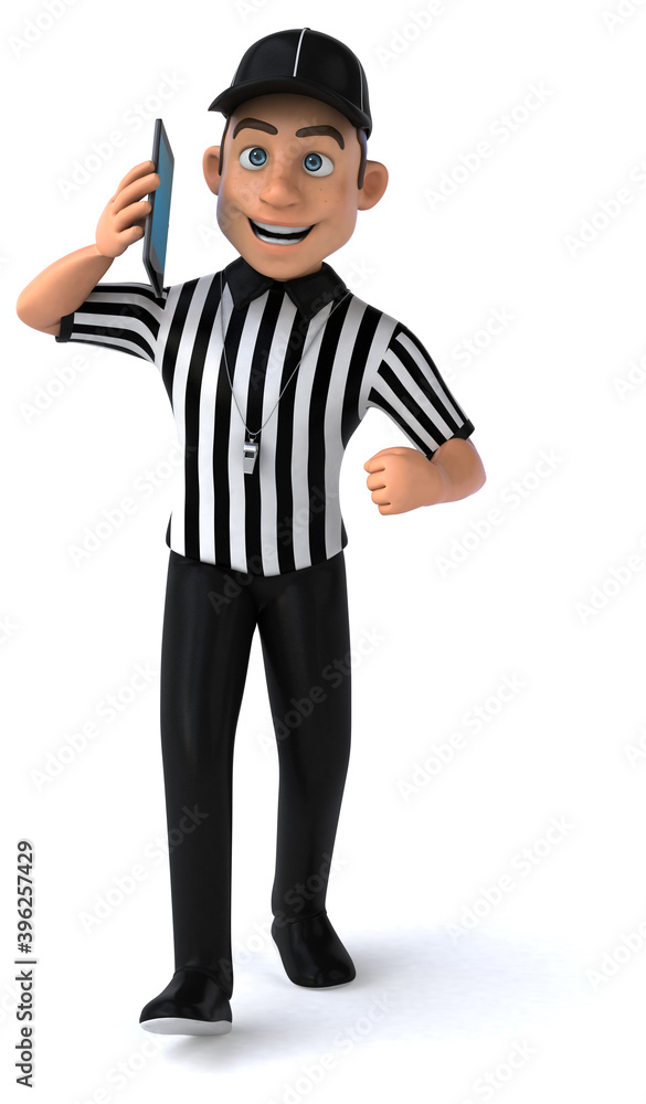 Fun 3D Illustration of an american Referee with a smartphone