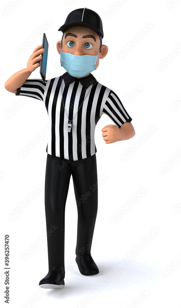 Fun 3D Illustration of an american Referee with a smartphone Fun 3D Illustration of an american Referee with a smartphone