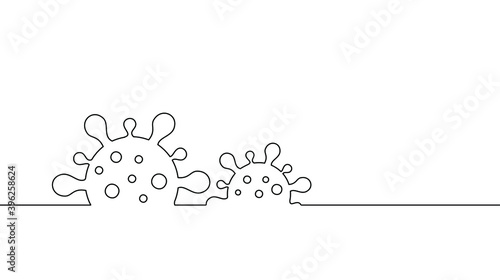 Continuous line background with coronavirus symbols or signs. Outline flat illustration. Corona viruses linear backdrop