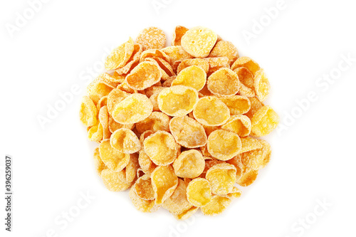 Yellow cornflakes closeup