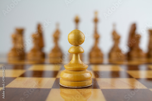 first step white chess a wooden piece