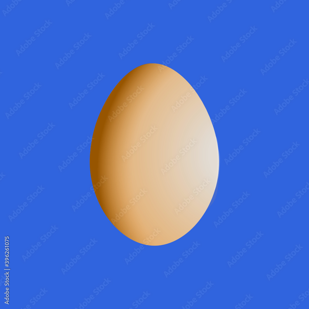 Ein braunes Hühnerei mit Farbverlauf vor blauem Hintergrund