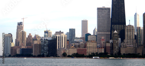 A panoramic view of the Skyline of the city of Chicago, Illinois.
