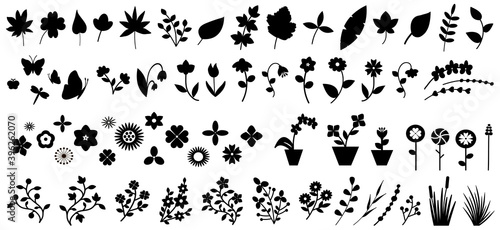 Flower vector. Flower icon. Flower decorative vector.Flowers set. Leaf vector. Leaf icon. Leaf decorative vector.