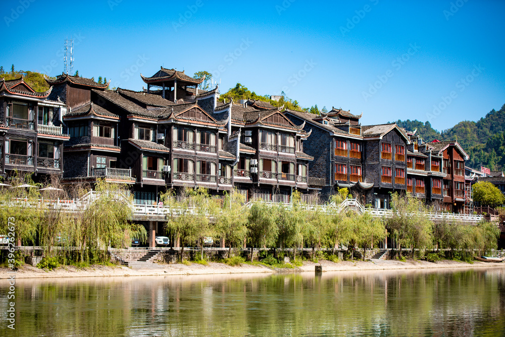 Street view local visitor and tourist atFenghuang old town Phoenix ancient town or Fenghuang County is a county of Hunan Province, China