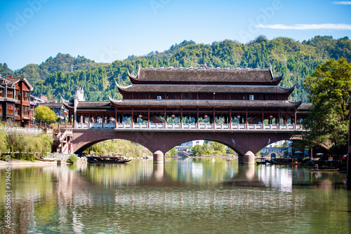 Street view local visitor and tourist atFenghuang old town Phoenix ancient town or Fenghuang County is a county of Hunan Province, China