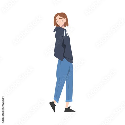 Young Female Showing Rejection and Refusal Gesture with Her Face Vector Illustration