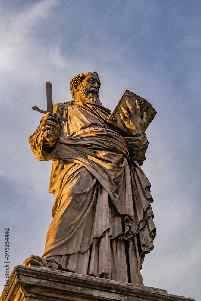 Saint Paul Apostle Statue Holding A Broken Sword And A Book On Ponte saint-paul-apostle-statue-holding-a-broken-sword-and-a-book-on-ponte