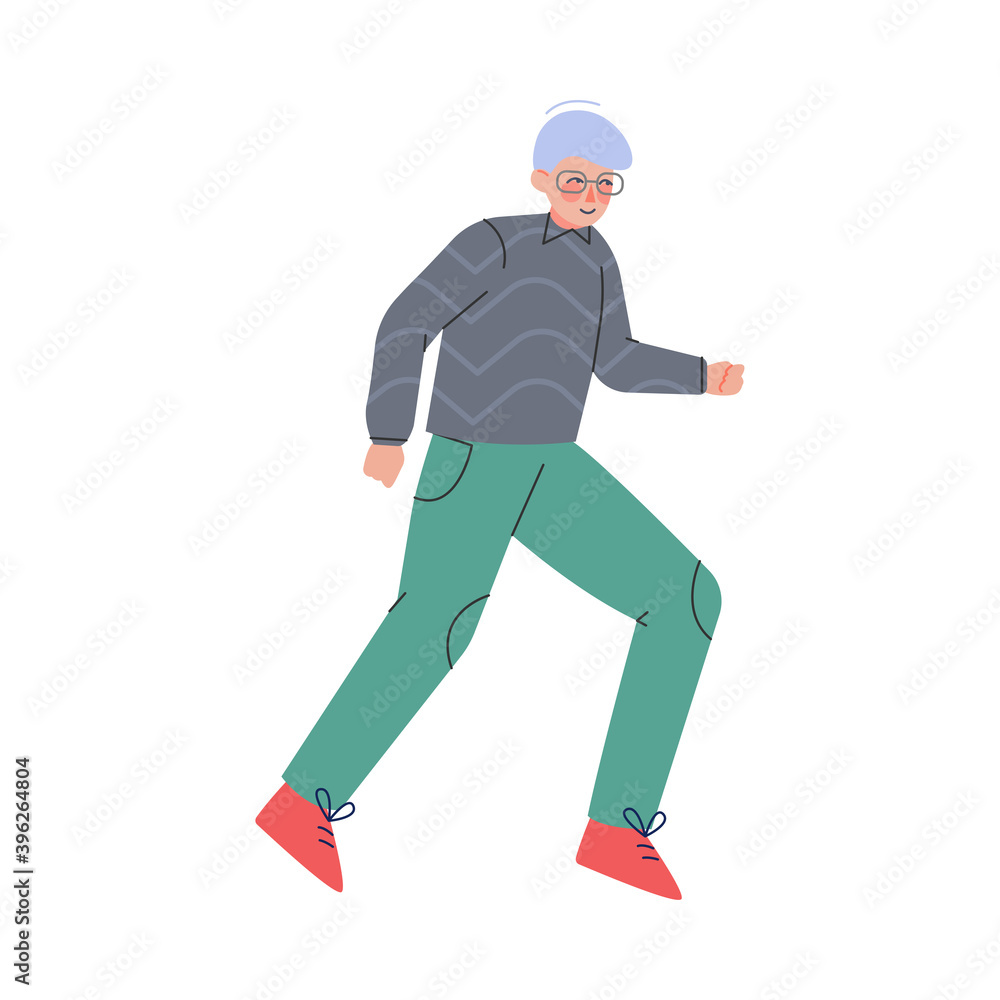 Enthusiastic Man Character Running in a Hurry and Hasten Somewhere Vector Illustration Enthusiastic Man Character Running in a Hurry and Hasten Somewhere Vector Illustration