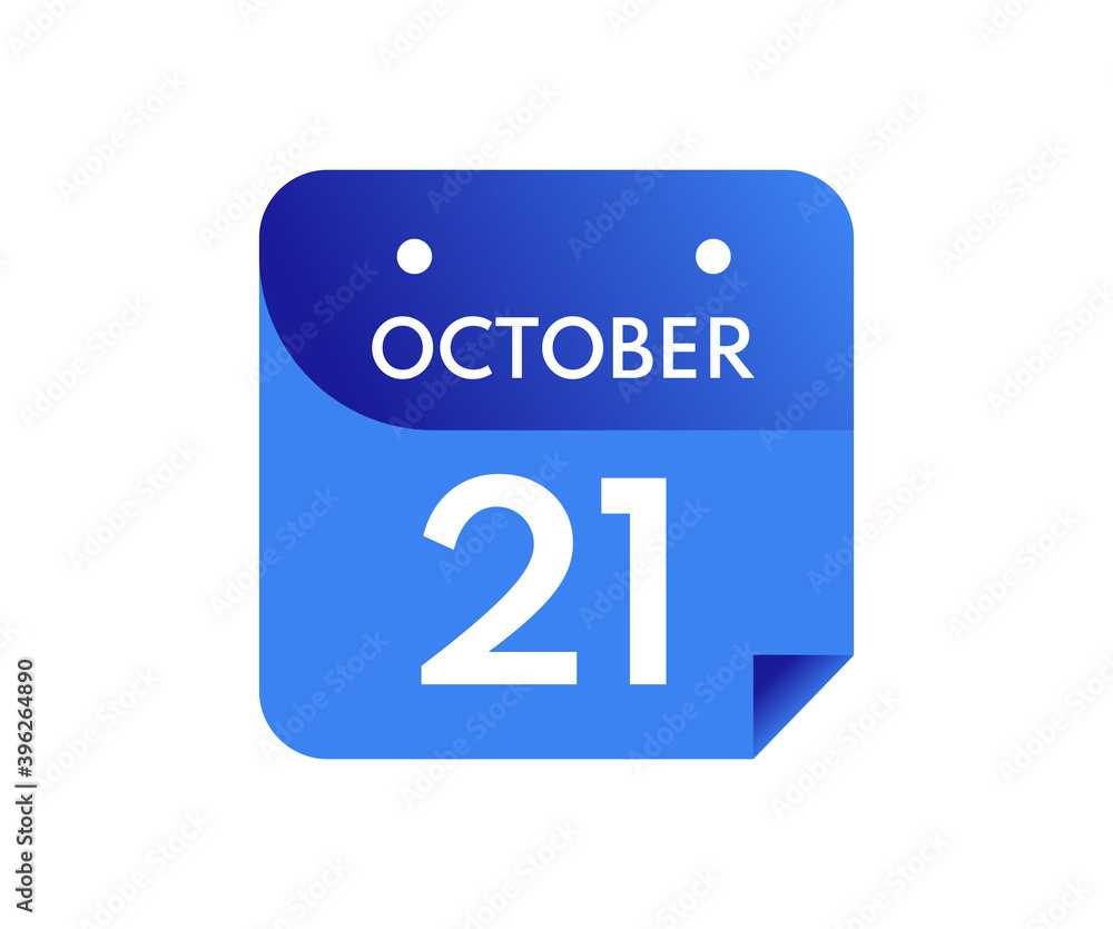 October 21 Date on a Single Day Calendar in Flat Style, 21 October calendar icon October 21 Date on a Single Day Calendar in Flat Style, 21 October calendar icon