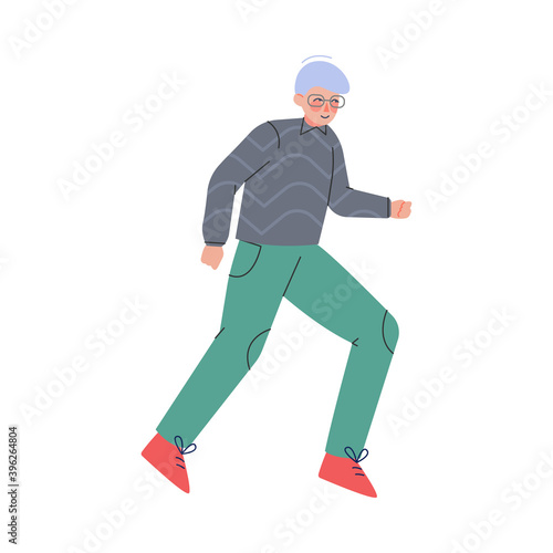Enthusiastic Man Character Running in a Hurry and Hasten Somewhere Vector Illustration