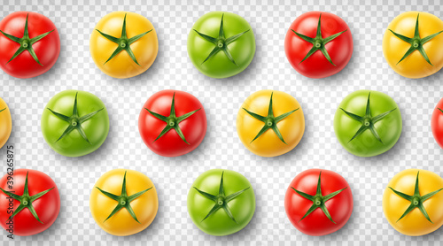 Arrière plan transparent avec tomates vectorielles