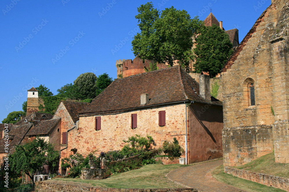 medieval house and church in prudhomat (france)